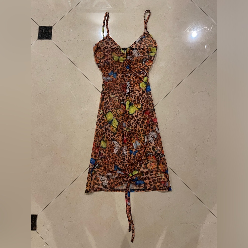 PRETTY LITTLE THING | Butterfly Mesh Dress